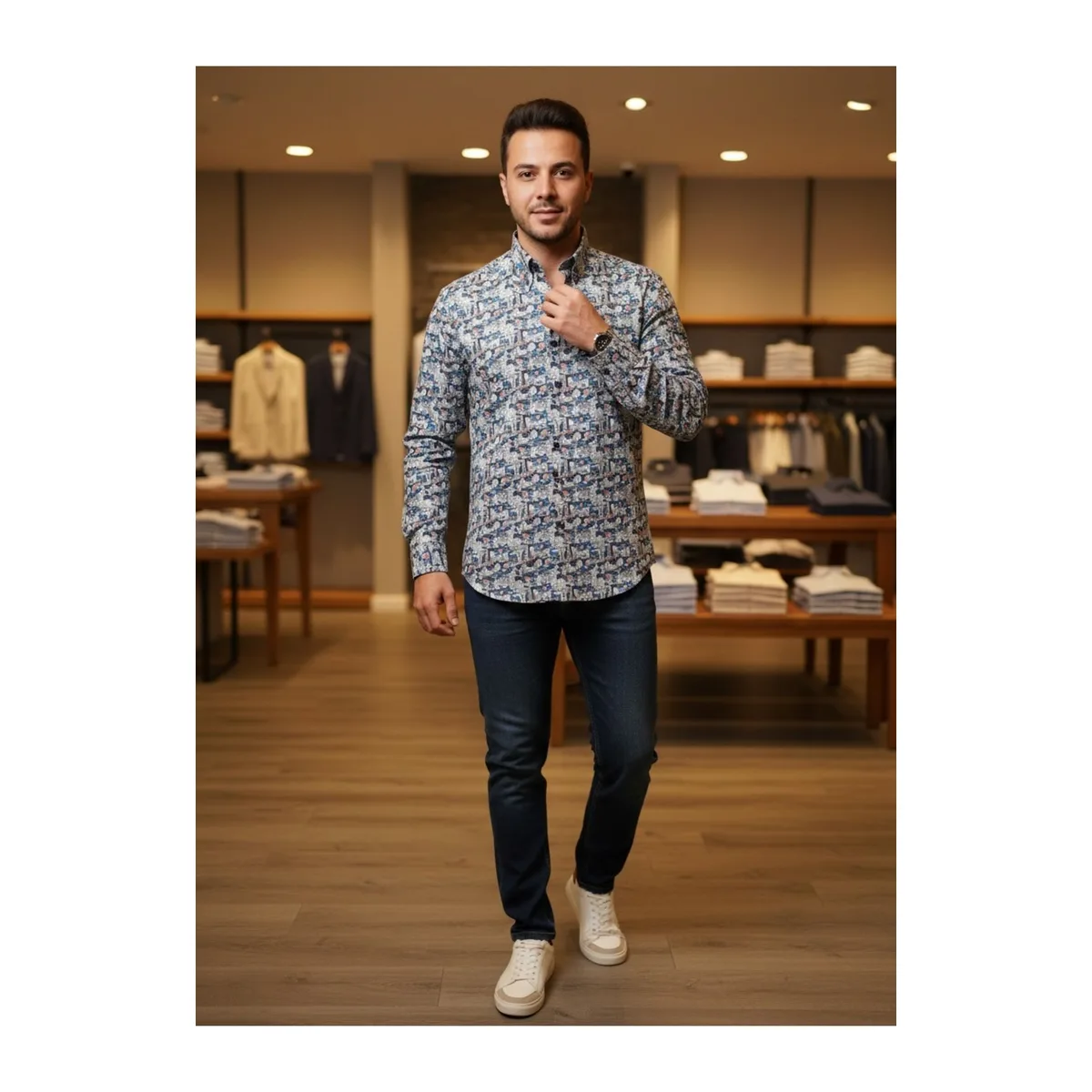 Erkek %100 Pamuk Gömlek (SH7008)